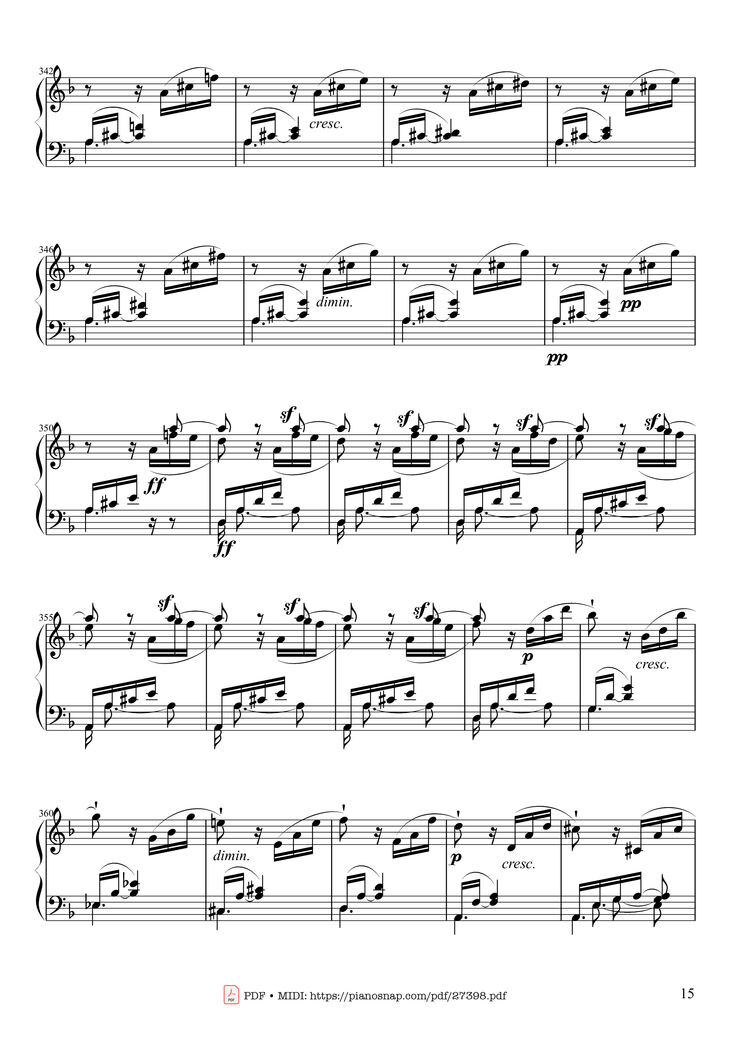 Page 15 of the piano sheet music PDF Piano - Sonate No. 17, Tempest (3rd Movement) by Beethoven