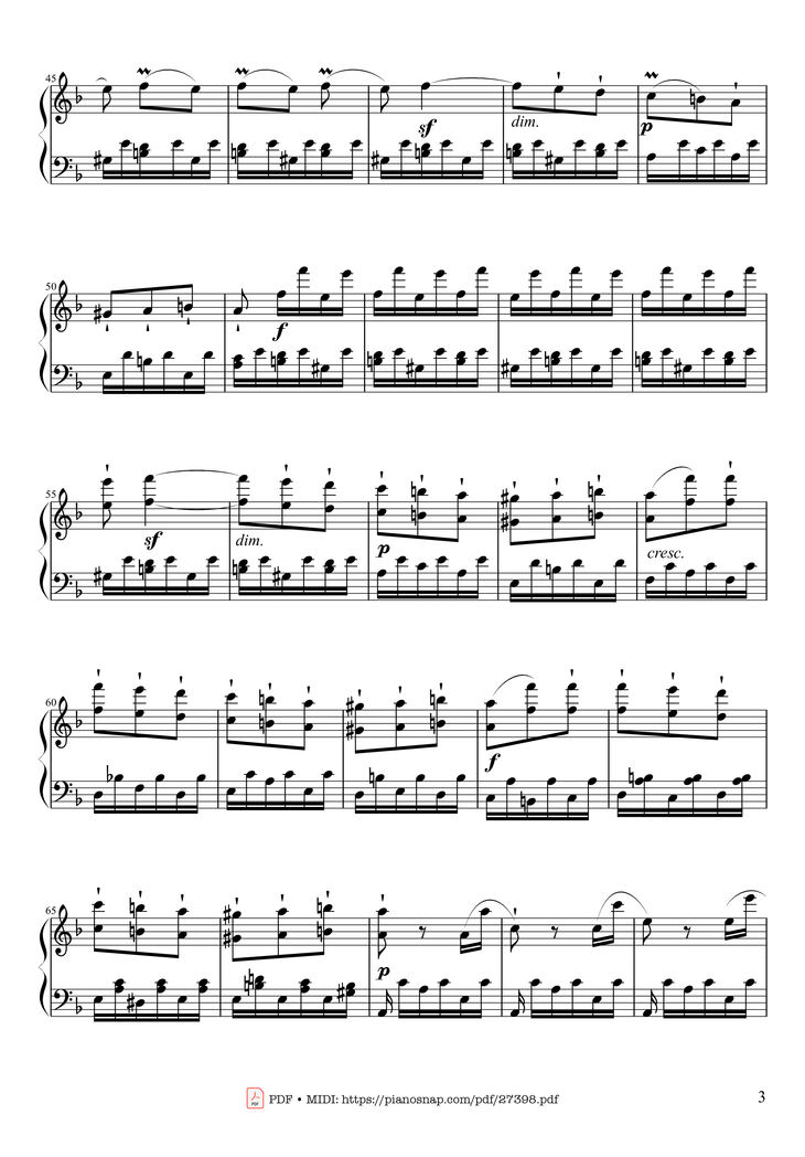 Page 3 of the piano sheet music PDF Piano - Sonate No. 17, Tempest (3rd Movement) by Beethoven