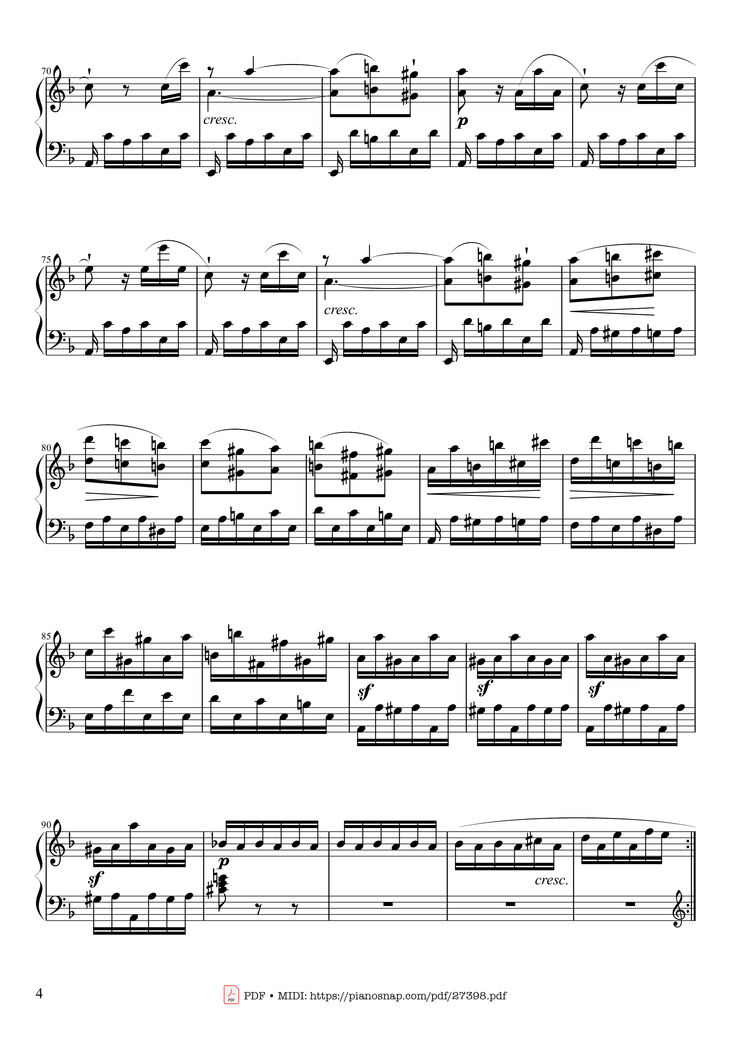 Page 4 of the piano sheet music PDF Piano - Sonate No. 17, Tempest (3rd Movement) by Beethoven