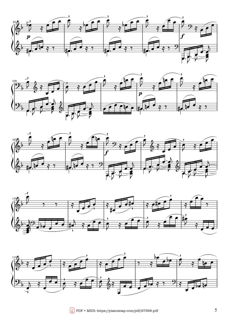 Page 5 of the piano sheet music PDF Piano - Sonate No. 17, Tempest (3rd Movement) by Beethoven