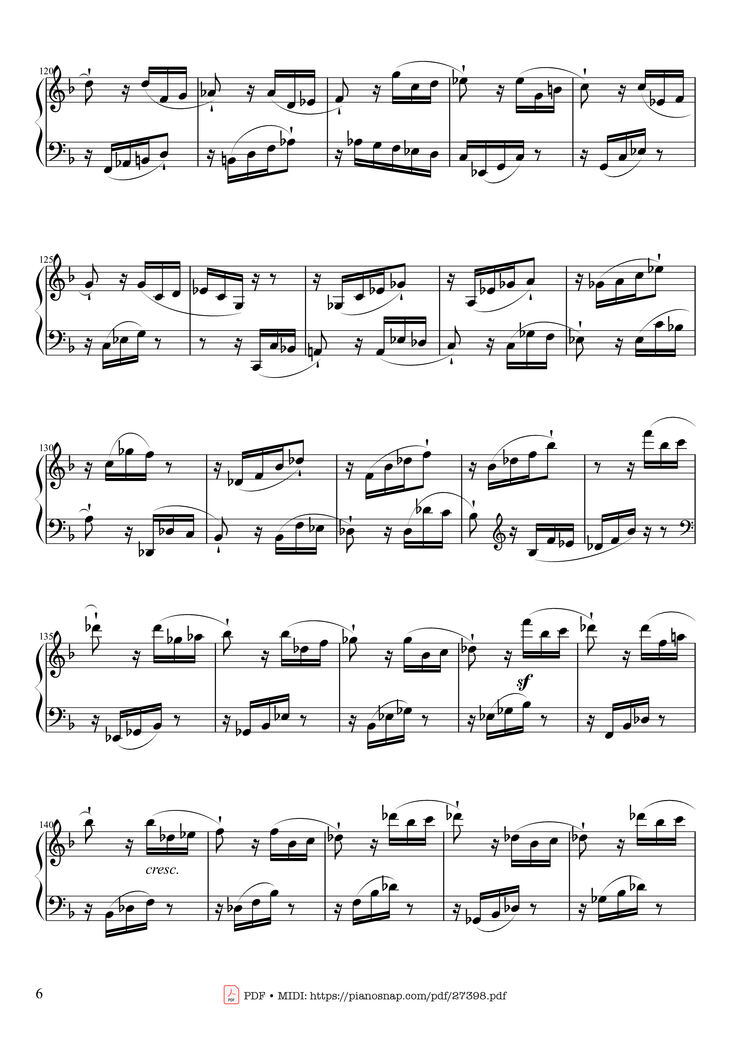 Page 6 of the piano sheet music PDF Piano - Sonate No. 17, Tempest (3rd Movement) by Beethoven