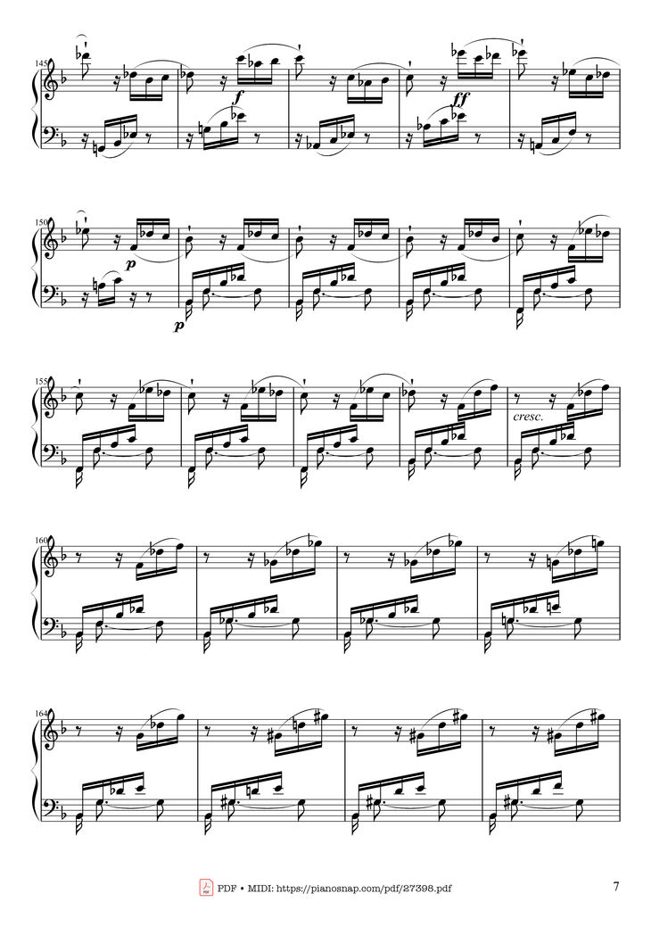 Page 7 of the piano sheet music PDF Piano - Sonate No. 17, Tempest (3rd Movement) by Beethoven