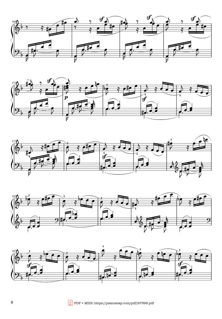Page 8 of the piano sheet music PDF Piano - Sonate No. 17, Tempest (3rd Movement) by Beethoven