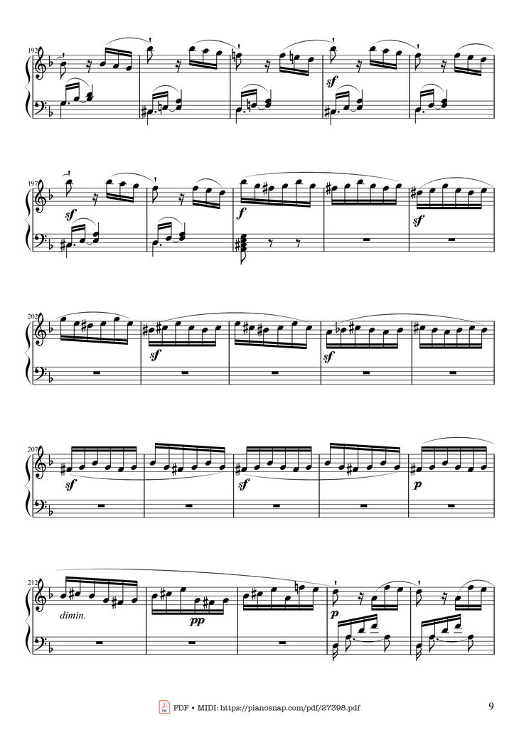 Page 9 of the piano sheet music PDF Piano - Sonate No. 17, Tempest (3rd Movement) by Beethoven