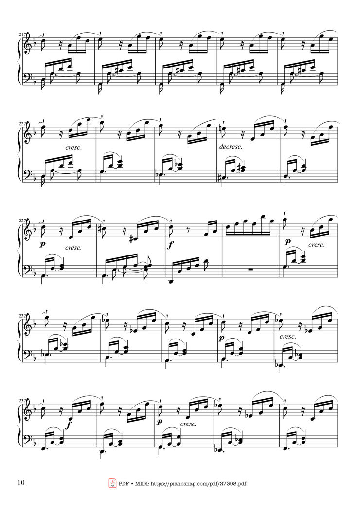 Page 10 of the piano sheet music PDF Piano - Sonate No. 17, Tempest (3rd Movement) by Beethoven