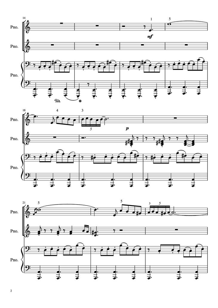 Page 2 of the piano sheet music PDF Piano - Libertango (piano duet) by Astor Piazzolla