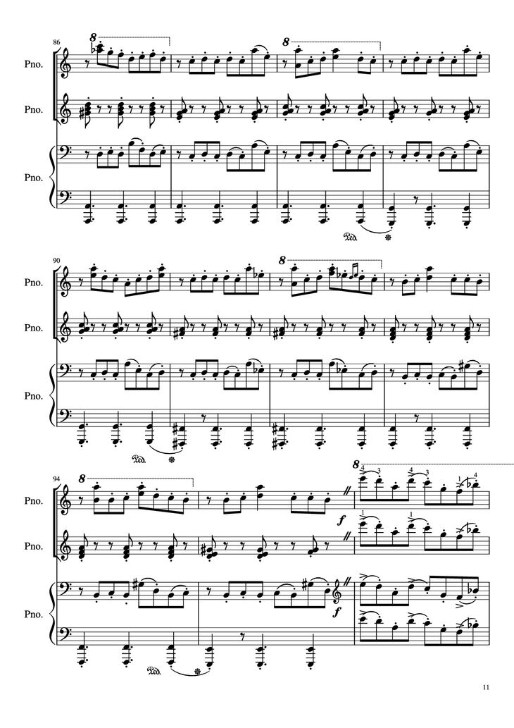 Page 11 of the piano sheet music PDF Piano - Libertango (piano duet) by Astor Piazzolla