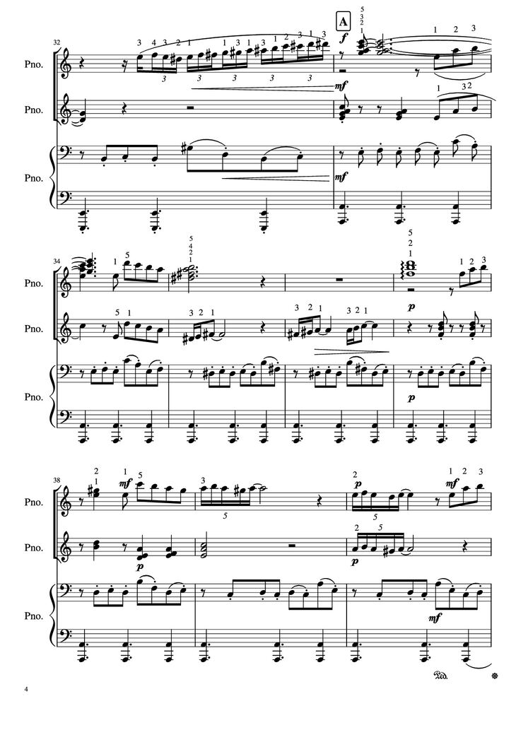 Page 4 of the piano sheet music PDF Piano - Libertango (piano duet) by Astor Piazzolla