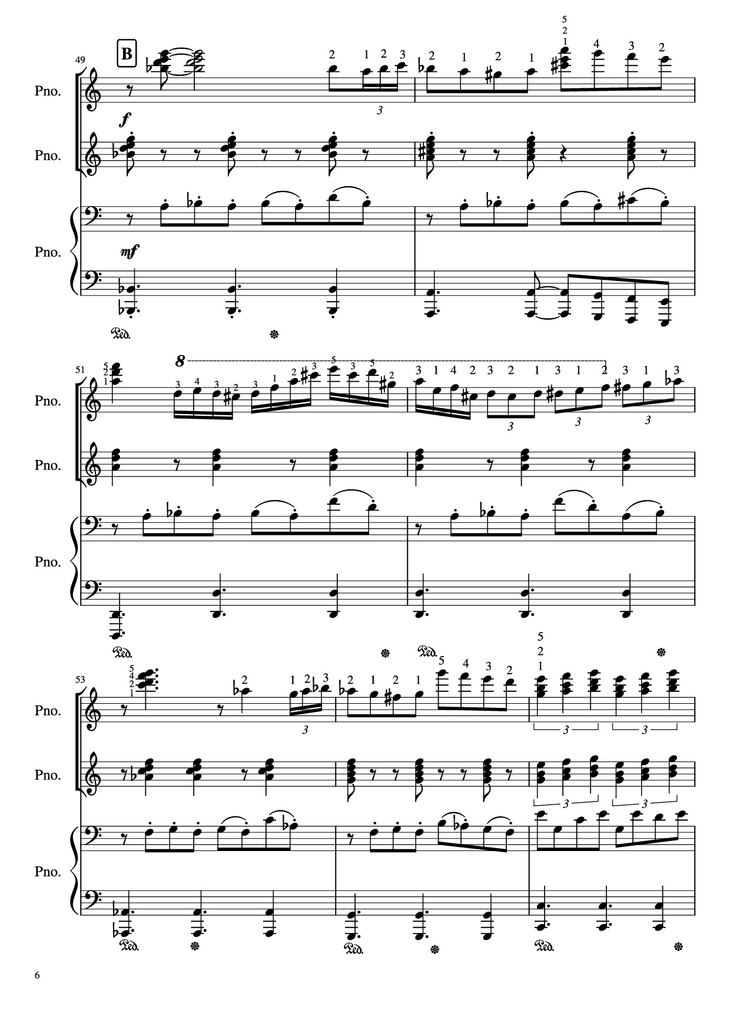Page 6 of the piano sheet music PDF Piano - Libertango (piano duet) by Astor Piazzolla