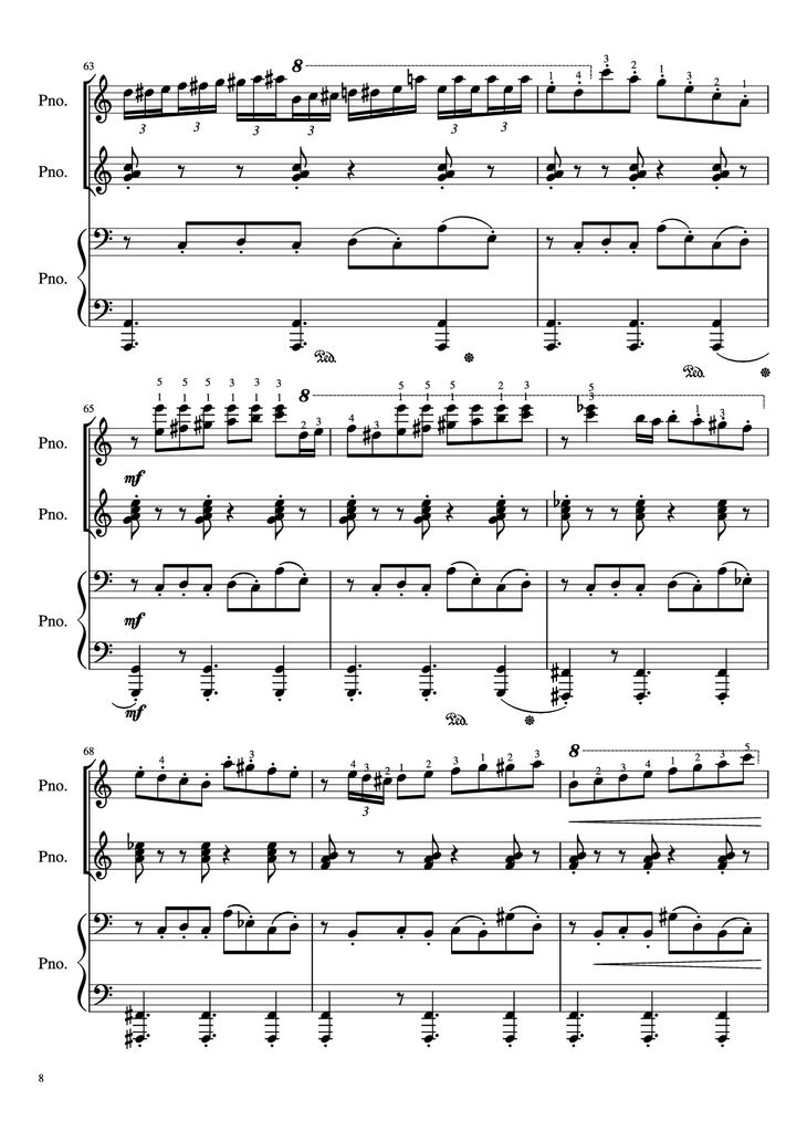 Page 8 of the piano sheet music PDF Piano - Libertango (piano duet) by Astor Piazzolla