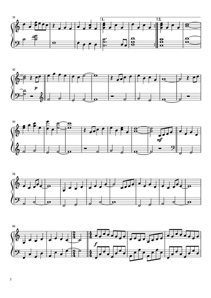 Page 2 of the piano sheet music PDF Piano - Date 2 & Mitsuha