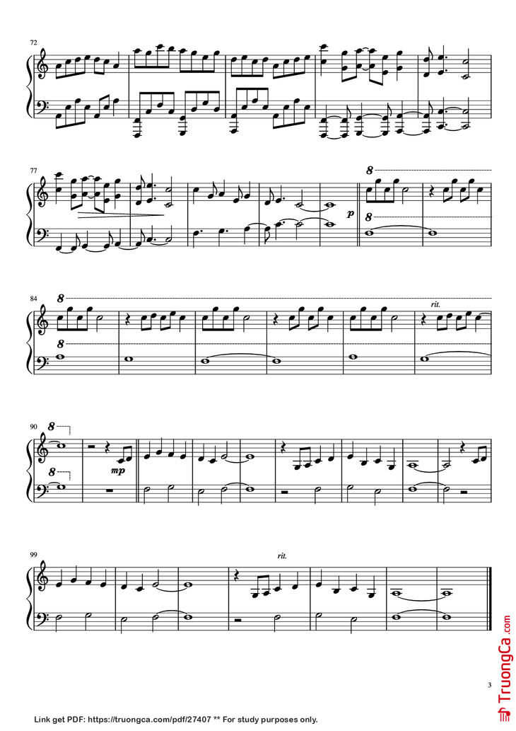 Page 3 of the piano sheet music PDF Piano - Date 2 & Mitsuha