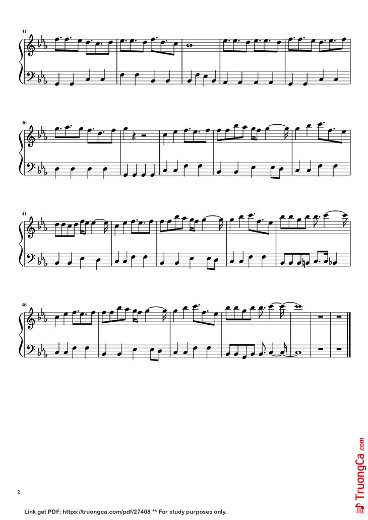 Page 2 of the piano sheet music PDF Piano - A Cruel Angel