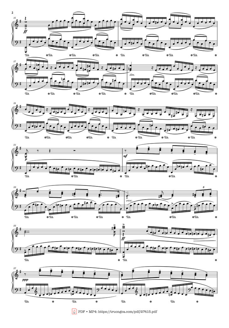 Page 2 of the piano sheet music PDF Piano - Moment Musicaux - Op.16 No.4 Piano by Sergei Rachmaninoff