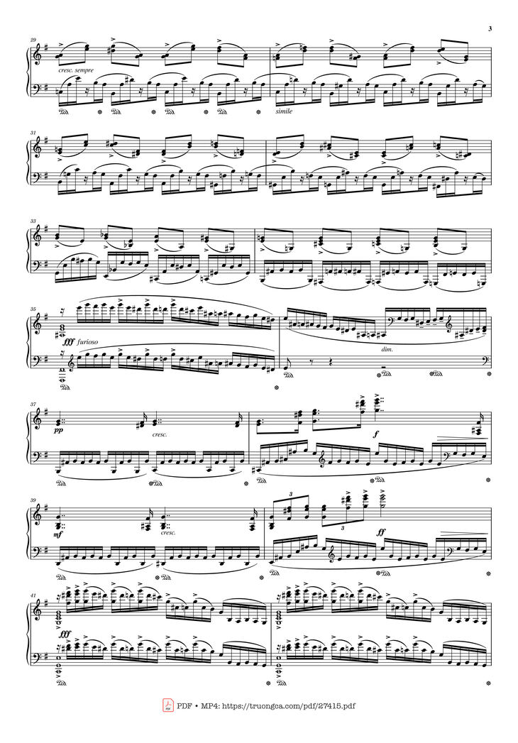 Page 3 of the piano sheet music PDF Piano - Moment Musicaux - Op.16 No.4 Piano by Sergei Rachmaninoff