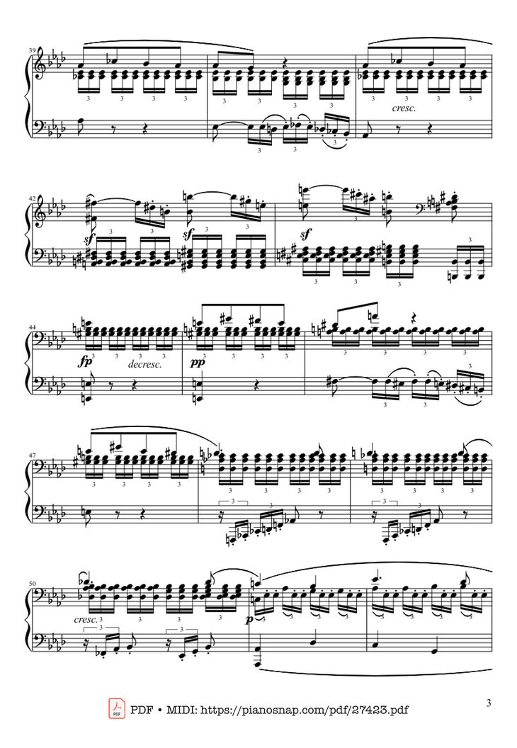 Page 3 of the piano sheet music PDF Piano - Sonate No. 8, Pathétique Piano by Ludwig van Beethoven