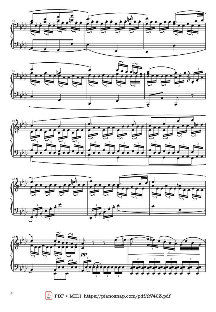 Page 4 of the piano sheet music PDF Piano - Sonate No. 8, Pathétique Piano by Ludwig van Beethoven