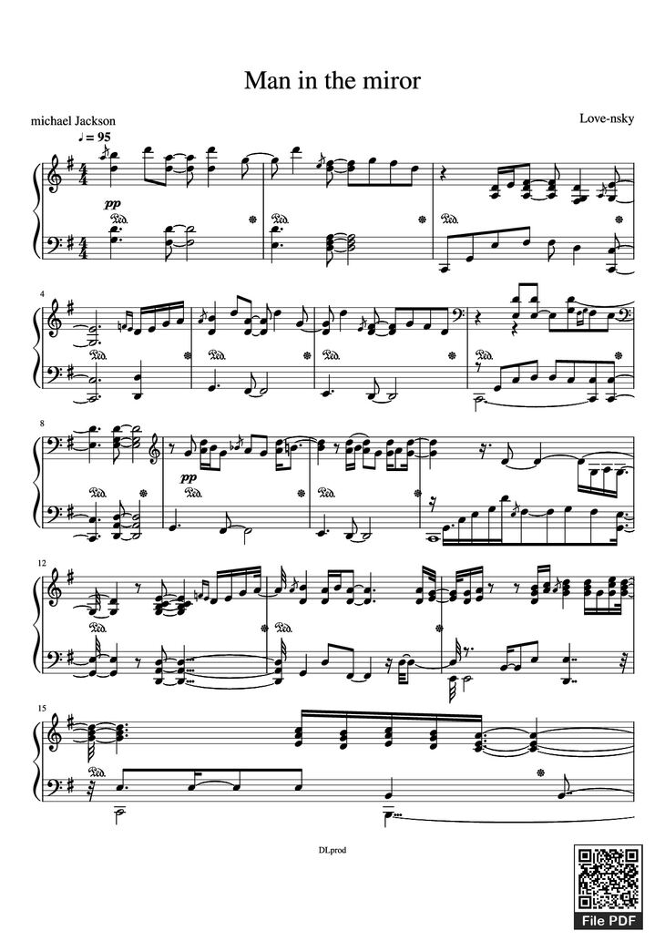 Page 1 of the piano sheet music PDF Piano - Man in the miror Piano by Love-nsky