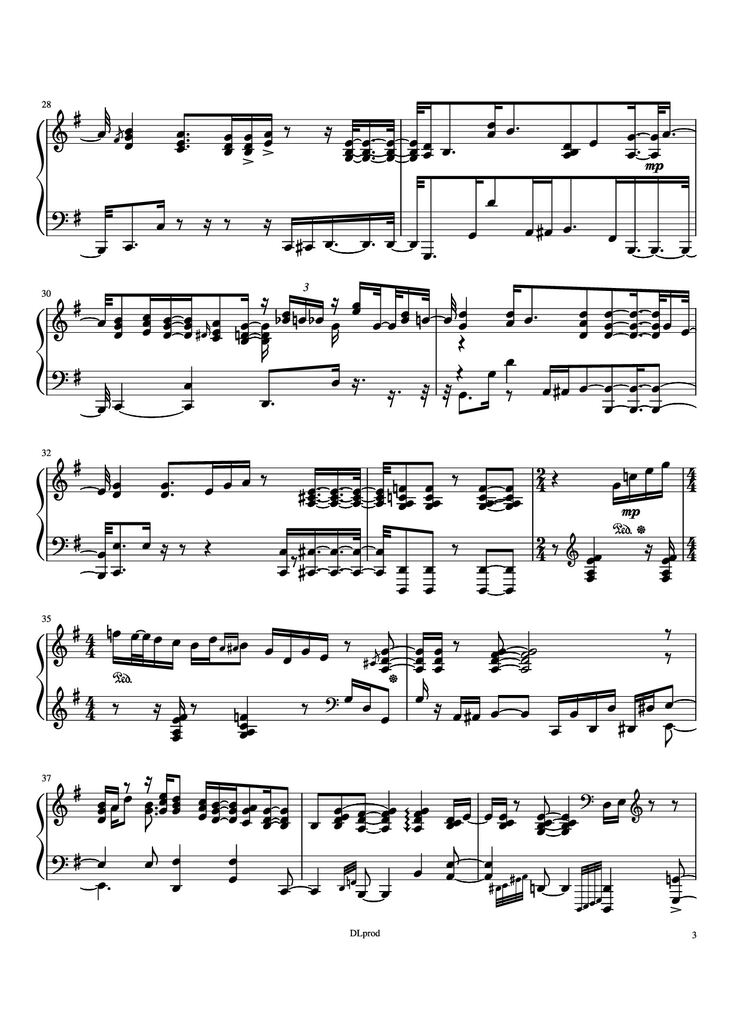Page 3 of the piano sheet music PDF Piano - Man in the miror Piano by Love-nsky