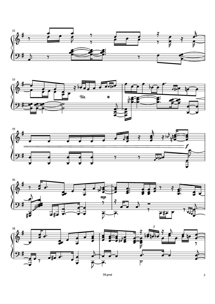 Page 5 of the piano sheet music PDF Piano - Man in the miror Piano by Love-nsky