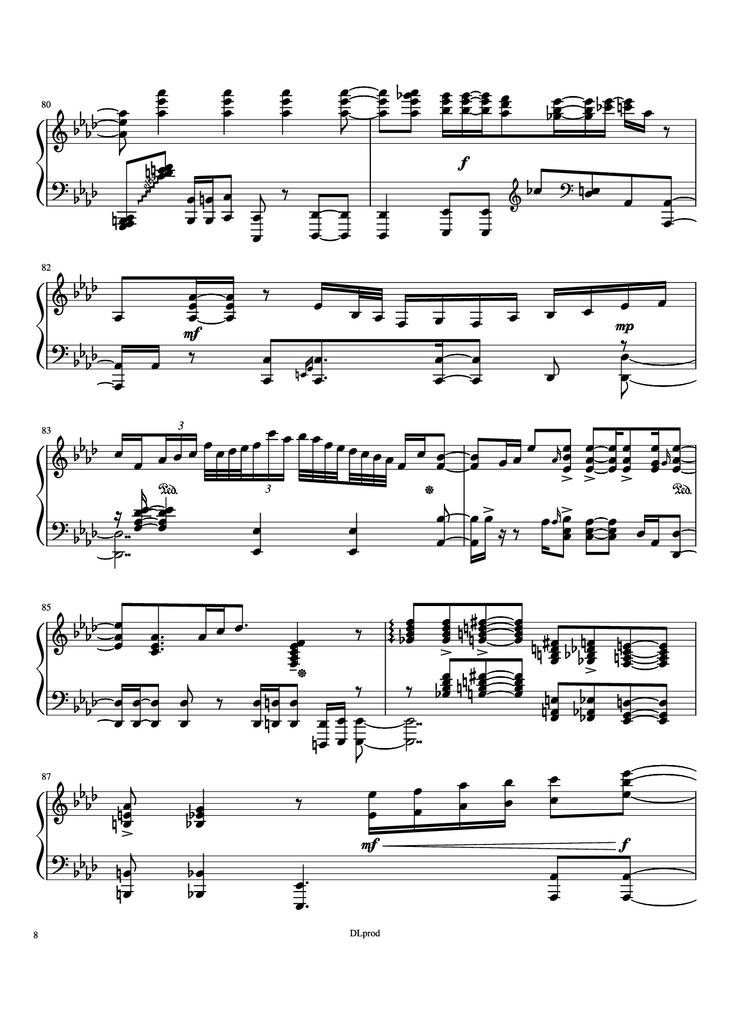 Page 8 of the piano sheet music PDF Piano - Man in the miror Piano by Love-nsky
