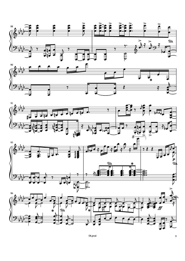 Page 9 of the piano sheet music PDF Piano - Man in the miror Piano by Love-nsky