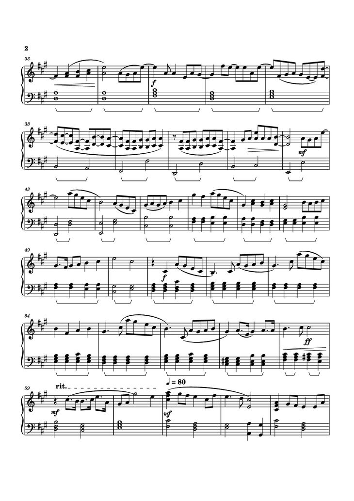 Page 2 of the piano sheet music PDF Piano - Attack on Titan S4 ED - Akuma no Ko Piano by Arranged by Vincent DeArth-Pendley