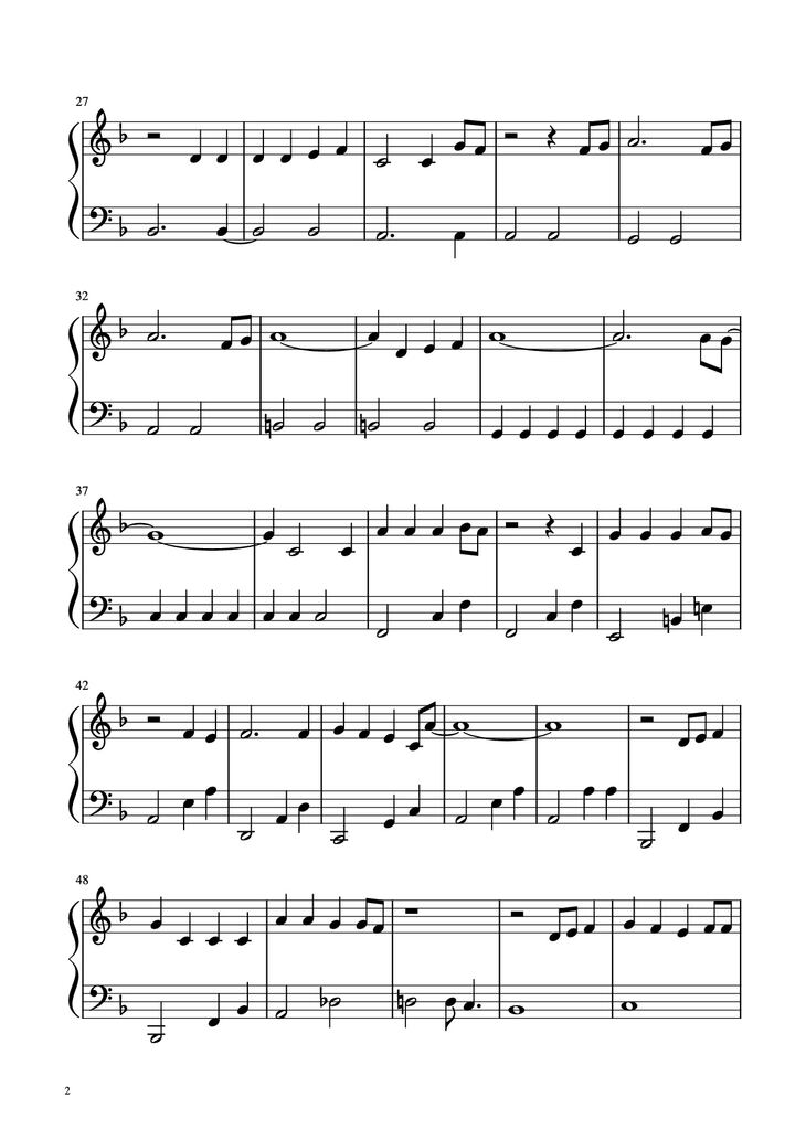 Page 2 of the piano sheet music PDF Piano - Kamado Tanjiro no Uta - Kimetsu no yaiba EASSY Piano by Undefined