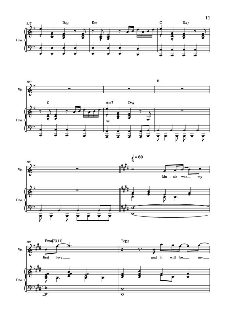 Page 11 of the piano sheet music PDF Piano - score-ac10da829c3a45c6064f733a05b3831e Piano by Undefined