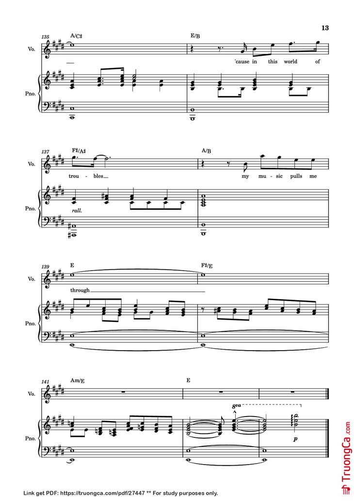 Page 13 of the piano sheet music PDF Piano - score-ac10da829c3a45c6064f733a05b3831e Piano by Undefined