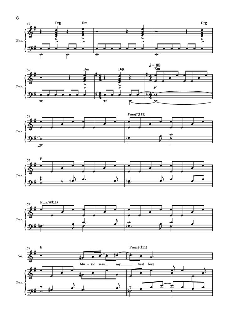 Page 6 of the piano sheet music PDF Piano - score-ac10da829c3a45c6064f733a05b3831e Piano by Undefined