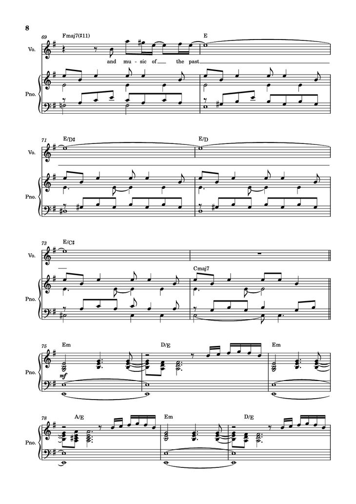 Page 8 of the piano sheet music PDF Piano - score-ac10da829c3a45c6064f733a05b3831e Piano by Undefined