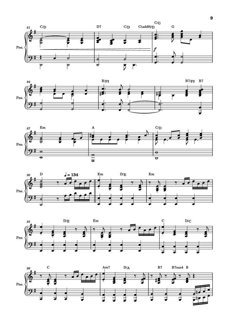 Page 9 of the piano sheet music PDF Piano - score-ac10da829c3a45c6064f733a05b3831e Piano by Undefined