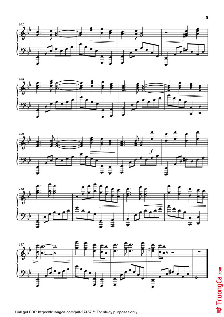 Page 5 of the piano sheet music PDF Piano - Too Sweet [sped up] Piano by XZeron