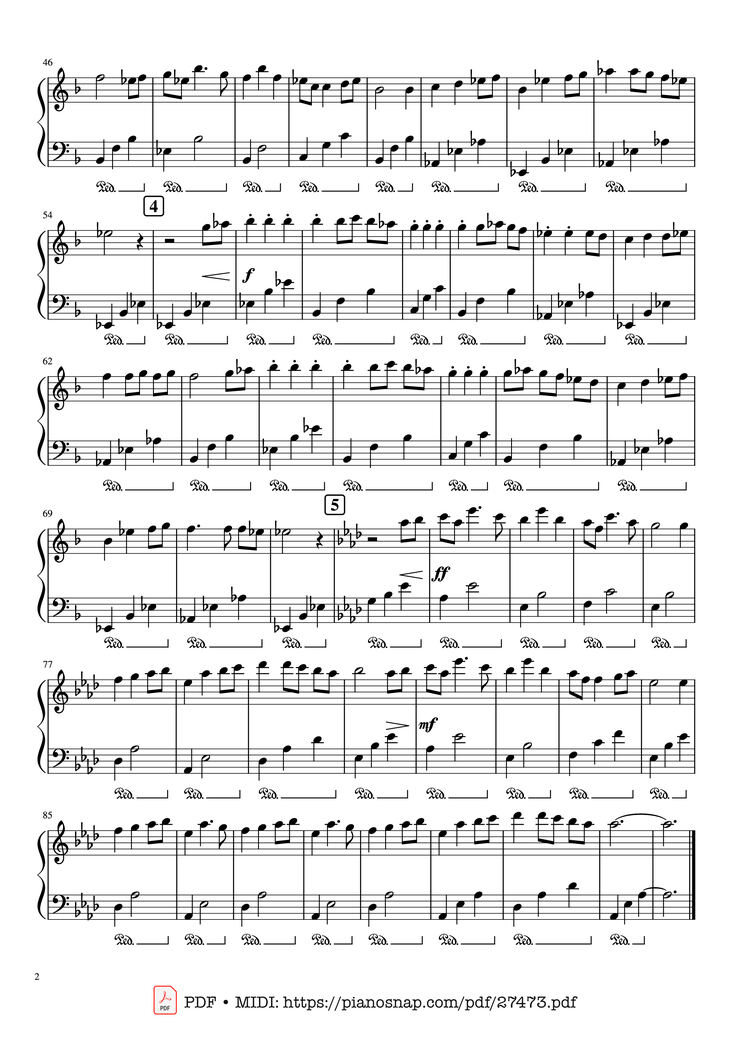Page 2 of the piano sheet music PDF Piano - Always with Me (Itsumo Nando Demo) by Joe Hisaishi