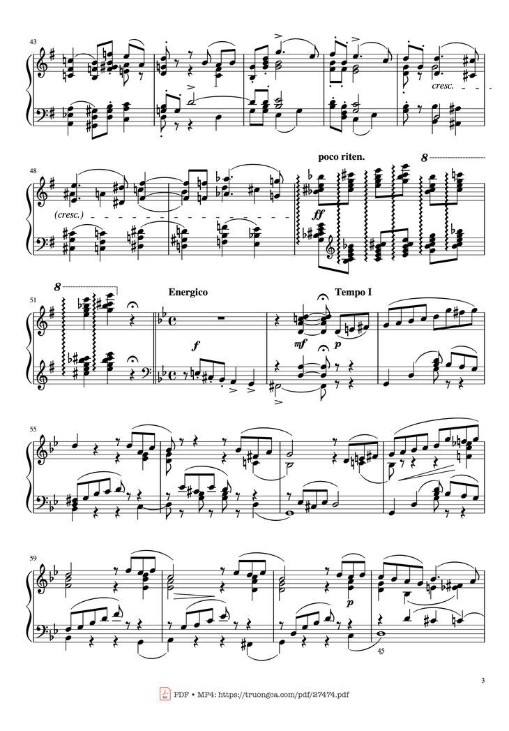 Page 3 of the piano sheet music PDF Piano - The Seasons, Op. 37a, June, Barcarolle, Tchaikovsky by Pyotr Ilyich Tchaikovsky