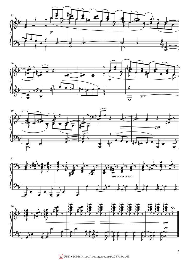 Page 5 of the piano sheet music PDF Piano - The Seasons, Op. 37a, June, Barcarolle, Tchaikovsky by Pyotr Ilyich Tchaikovsky