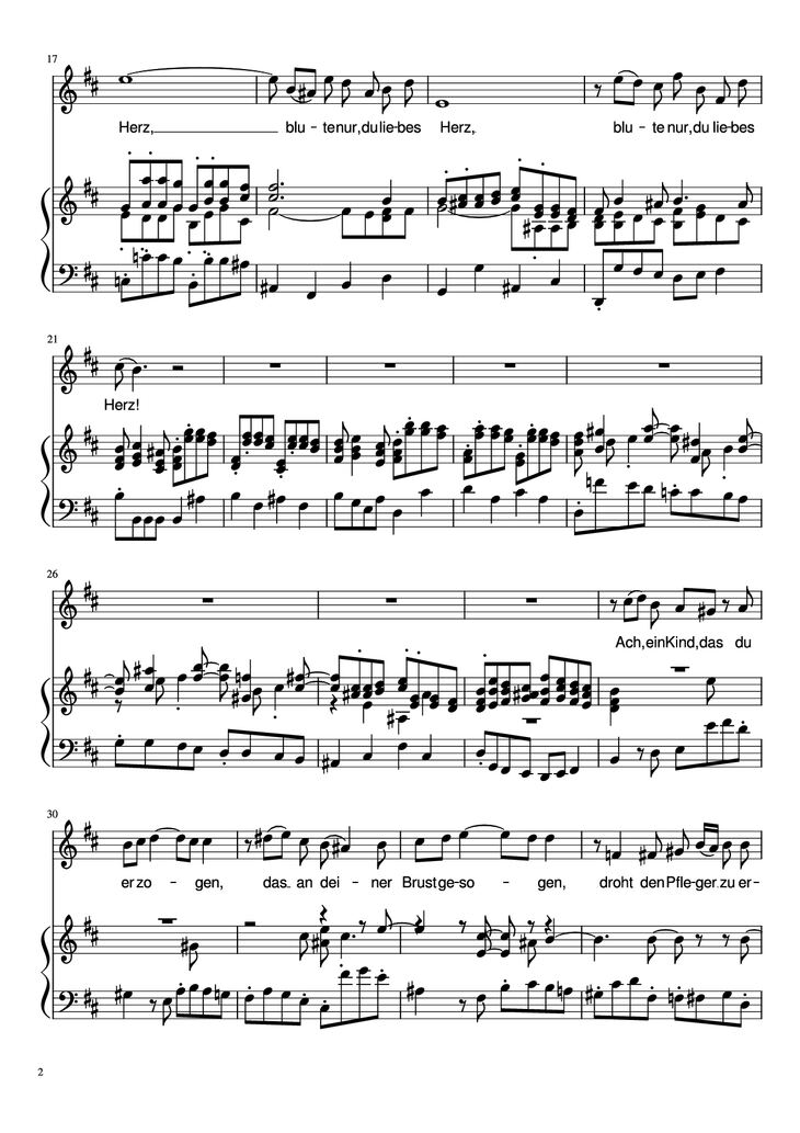 Page 2 of the piano sheet music PDF Piano - Blute nur, du liebes herz! Piano by J. S. Bach