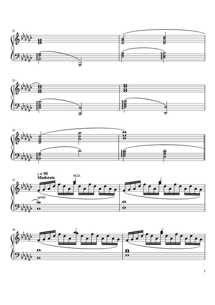 Page 3 of the piano sheet music PDF Piano - Again Piano by Performed by TheIshter Sheets by Bomb & Kou Revised by Großmeister Gee