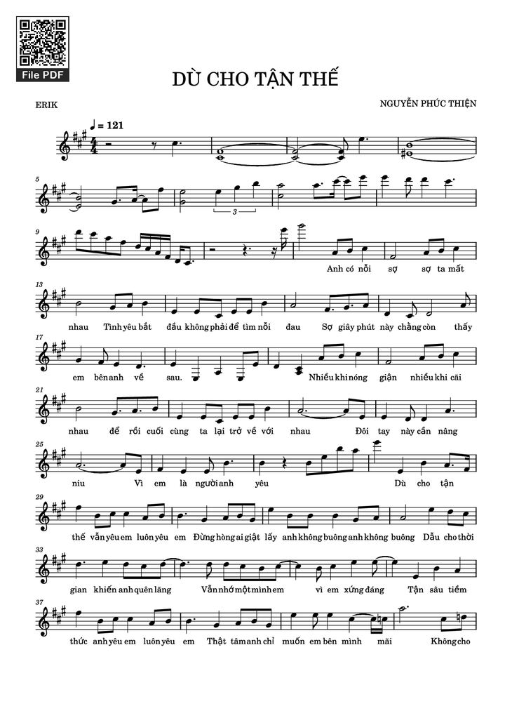 Page 1 of the piano sheet music PDF Piano - Dù cho tận thế by NGUYỄN PHÚC THIỆN