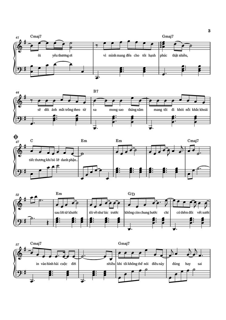 Page 3 of the piano sheet music PDF Piano - Sau Lời từ Khước (OST Mai) Piano by Phan Mạnh Quỳnh