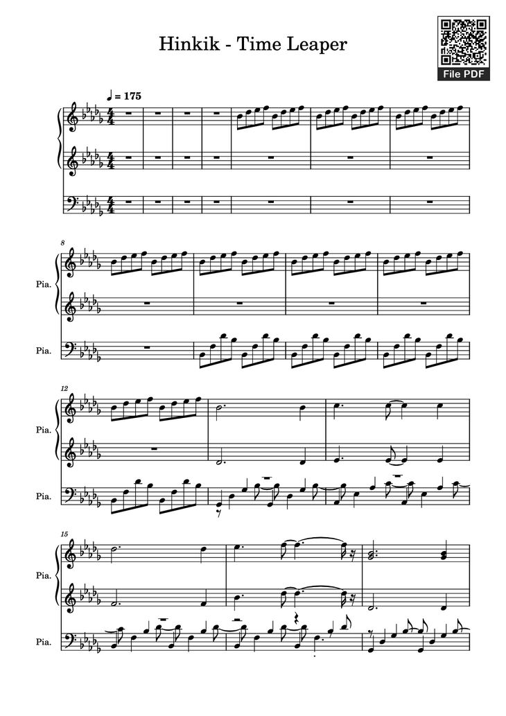 Page 1 of the piano sheet music PDF Piano - Hinkik - Time Leaper Piano by Undefined