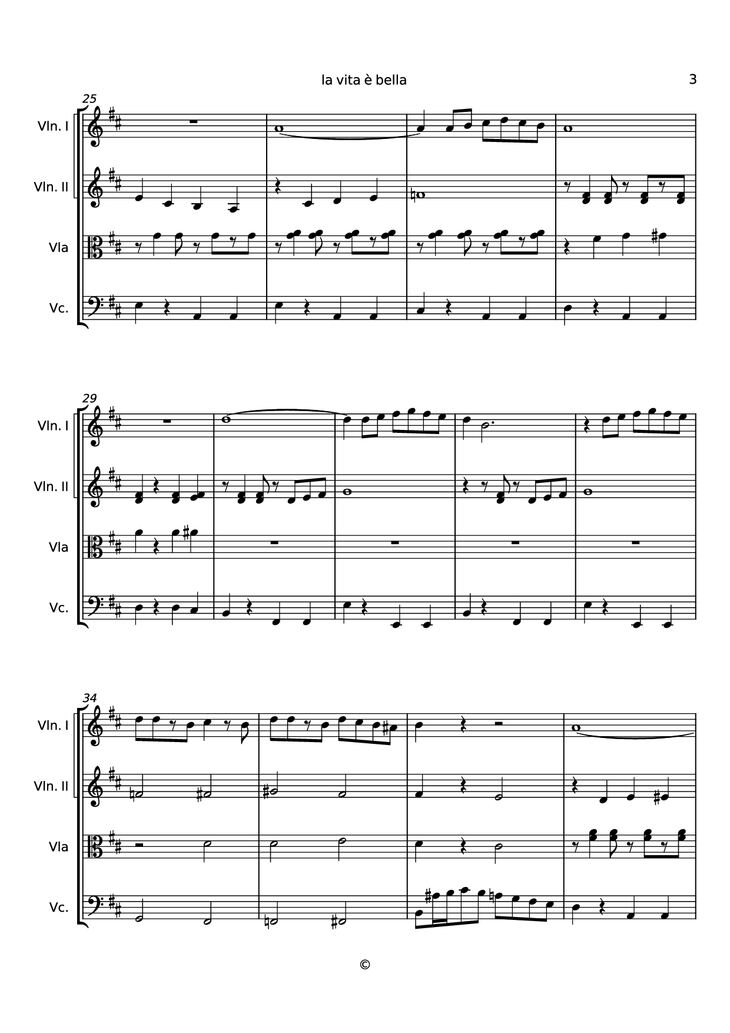 Page 3 of the piano sheet music PDF - la vita è bella Violin by Undefined