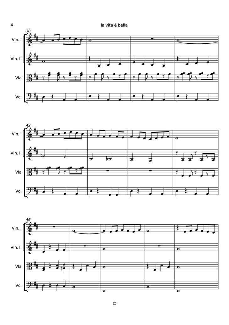 Page 4 of the piano sheet music PDF - la vita è bella Violin by Undefined