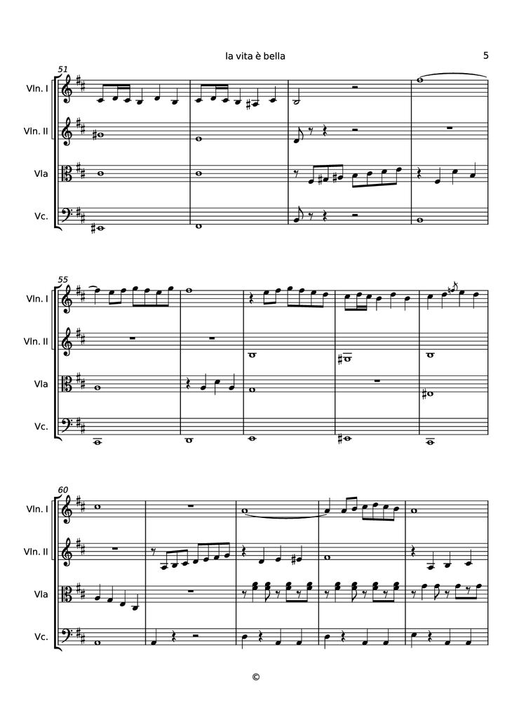 Page 5 of the piano sheet music PDF - la vita è bella Violin by Undefined