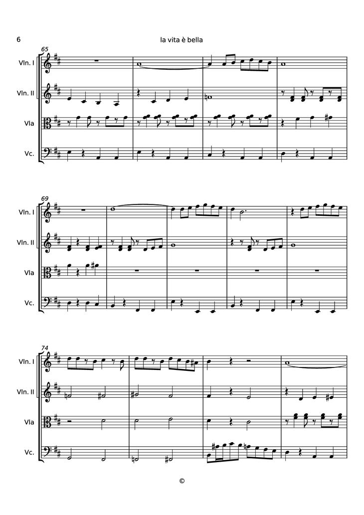 Page 6 of the piano sheet music PDF - la vita è bella Violin by Undefined