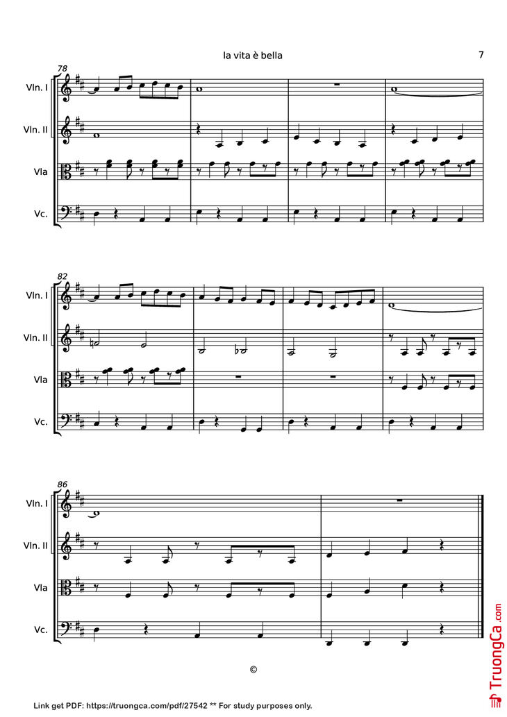 Page 7 of the piano sheet music PDF - la vita è bella Violin by Undefined
