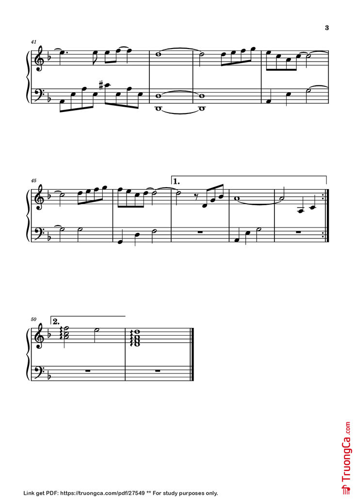 Page 3 of the piano sheet music PDF Piano - Xem Như Em Chẳng May Piano by Trung Ngon