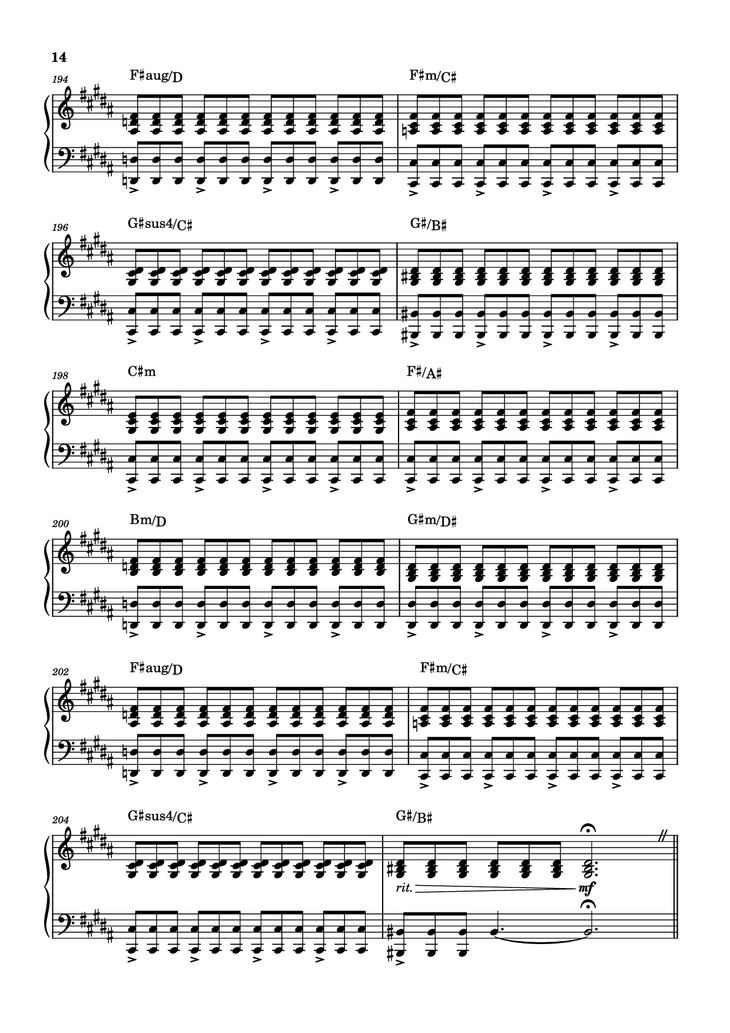 Page 14 of the piano sheet music PDF - Rockets Fall On Rocket Falls Piano by Transcribed by: Sam Anderson