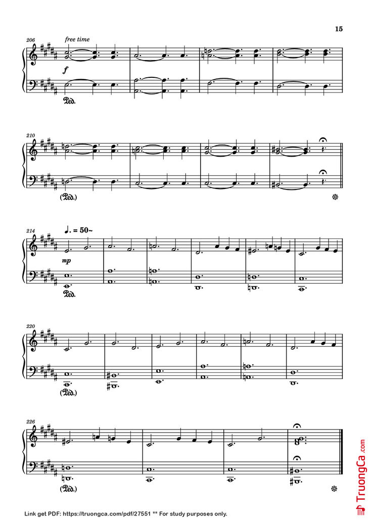 Page 15 of the piano sheet music PDF - Rockets Fall On Rocket Falls Piano by Transcribed by: Sam Anderson